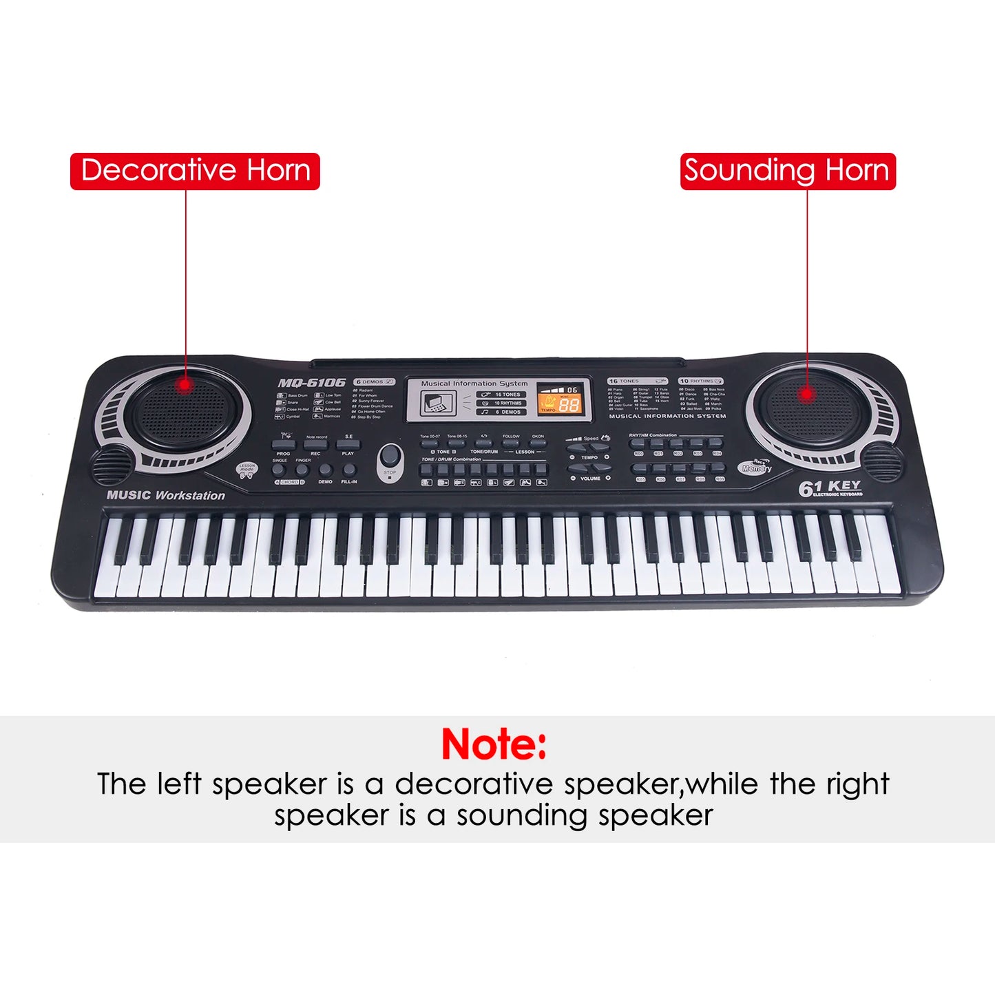 61 Keys Black Digital Music  Electric Piano