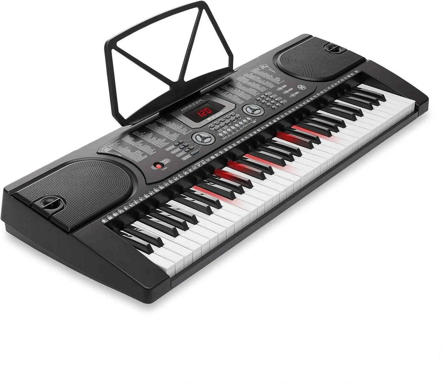 61 Key Keyboard Piano with Lighted Keys, Built-In Speakers, Stand, Bench, & Key Labels - Portable Electronic Musical Keyboard Se