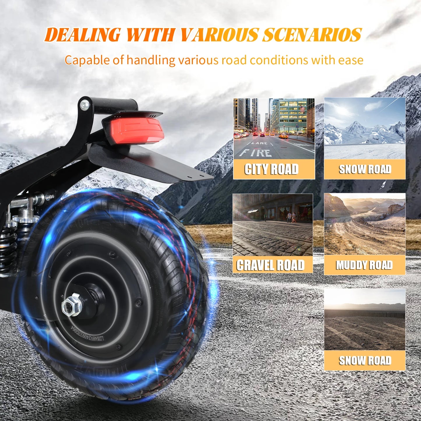 Arwibon Q30 Adult Electric Scooter 2500W Motor Top Speed 30MPH 48V 16AH 11 Inch Off Road Tires Sport Commuter Folding E Scooter