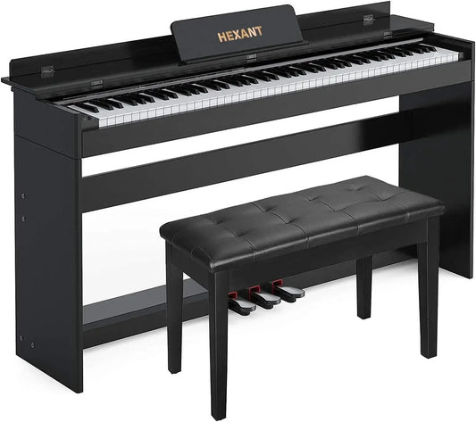 Full-Size Semi-Weighted Upright Flip Electric Keyboard Piano with 3 Pedal