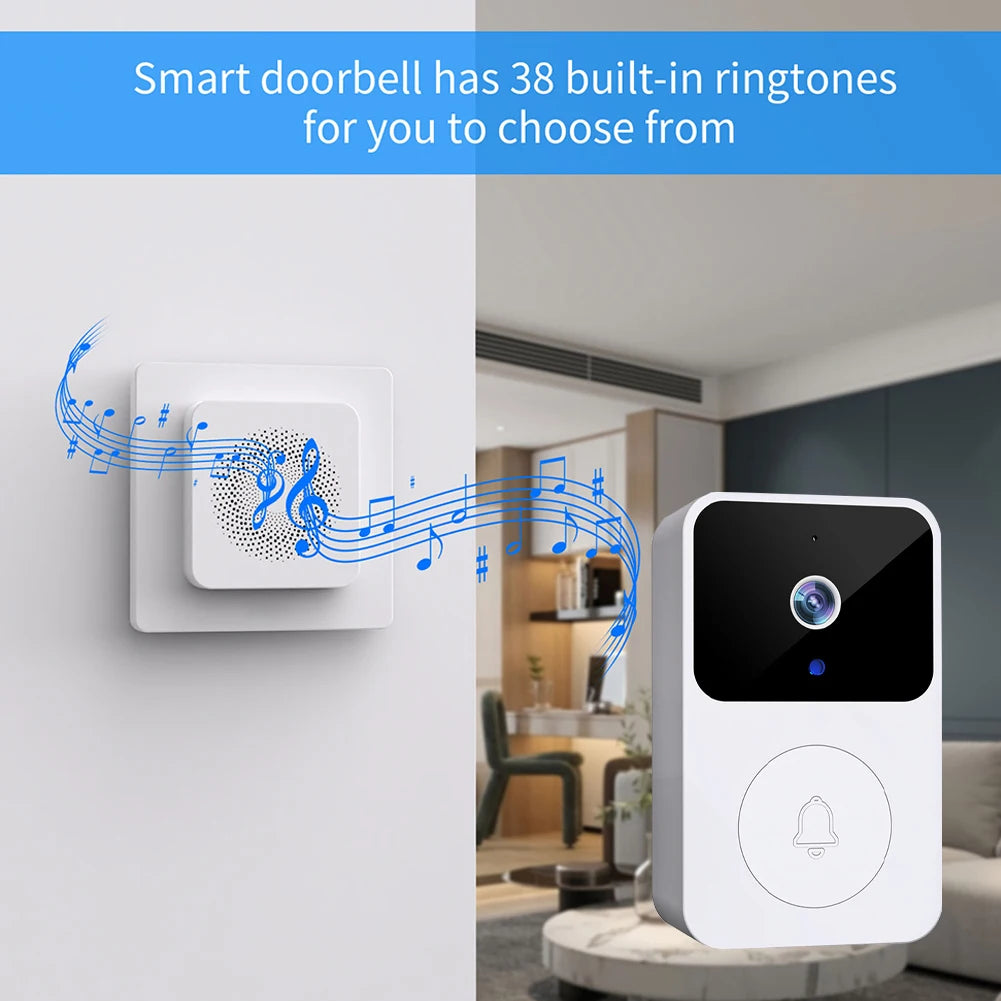 2.4GHz WiFi Doorbell Camera IR Night Vision Smart Door Bell Two-way Intercom Visual