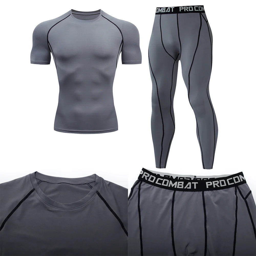2pcs Men's Compression Sportswear Suit GYM Tight Yoga Sets