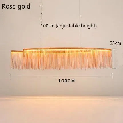 Ceiling Chandelier Gold Chains Remote Modern Tassel Aluminum Chain LED Pendant Light Kitchen Living Room Hanging Lamp