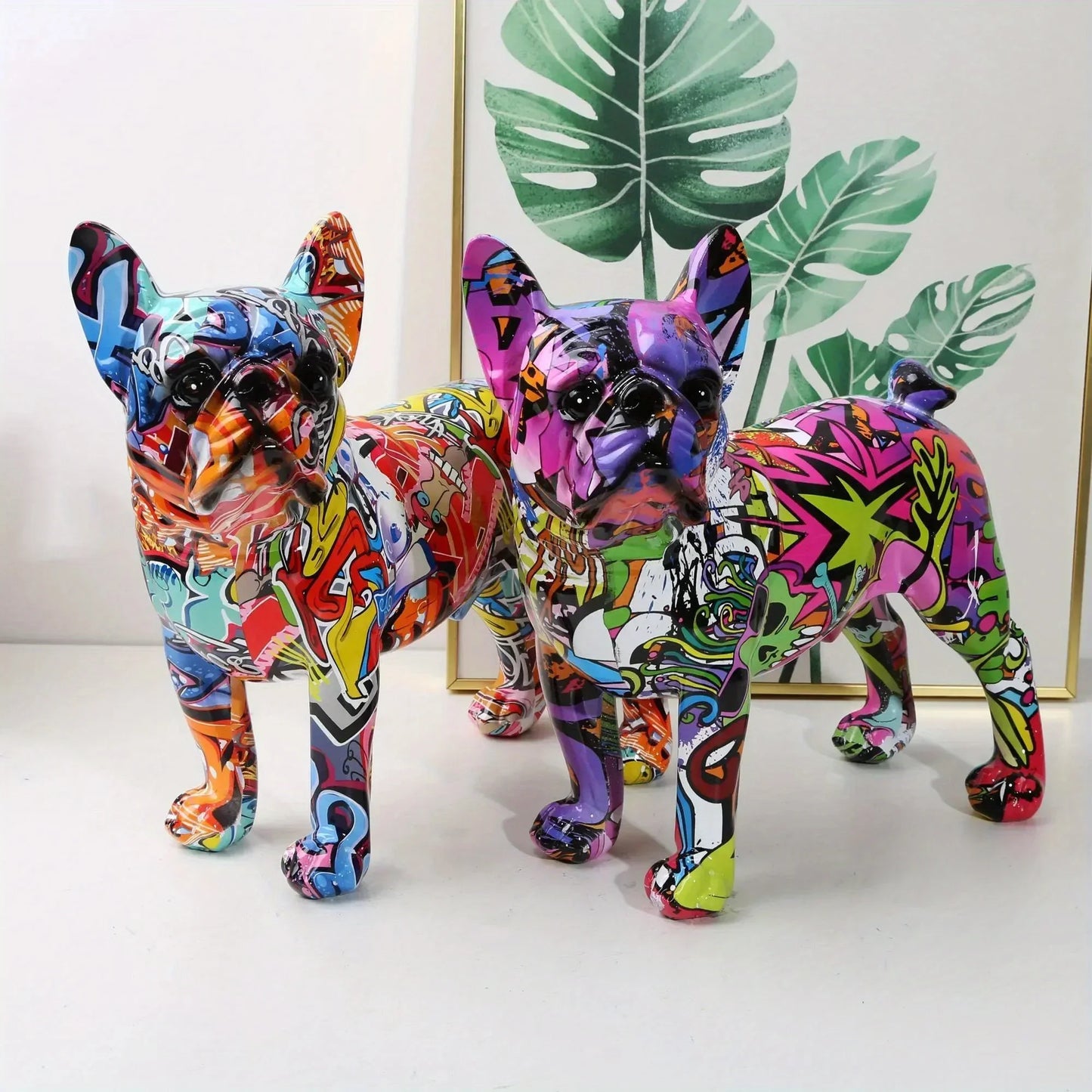 Art Nordic Painting Graffiti French Bulldog Resin Crafts Gift