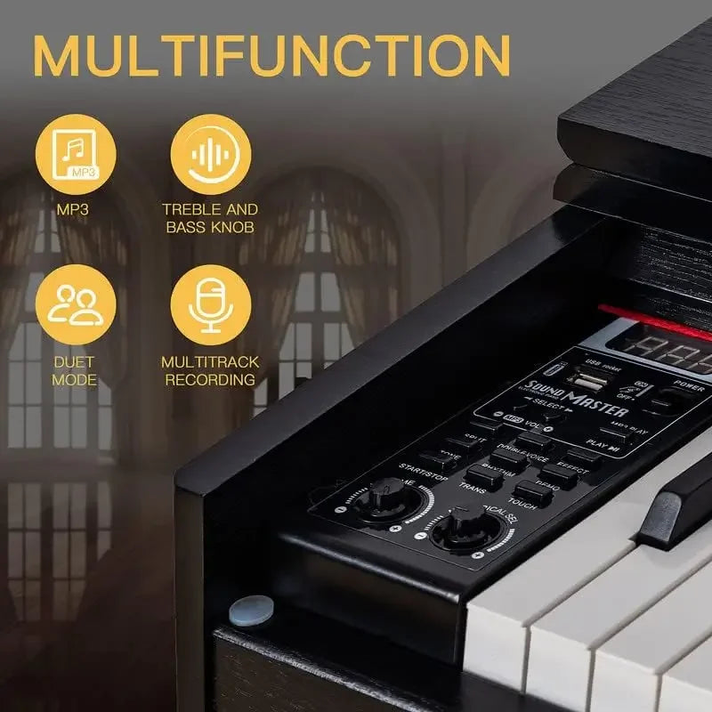 Full-Size Semi-Weighted Upright Flip Electric Keyboard Piano with 3 Pedal