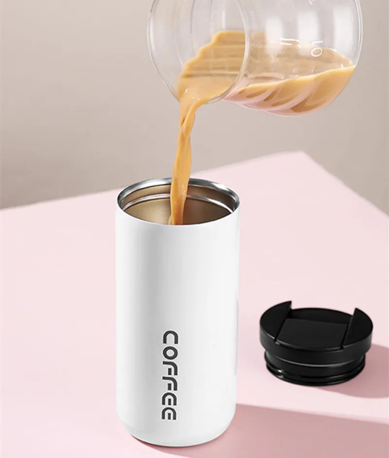 400ml Stainless Steel Insulated Straight Drinking Coffee Cup Leak Proof Convenient Travel Portable Mug Business Office Water Cup