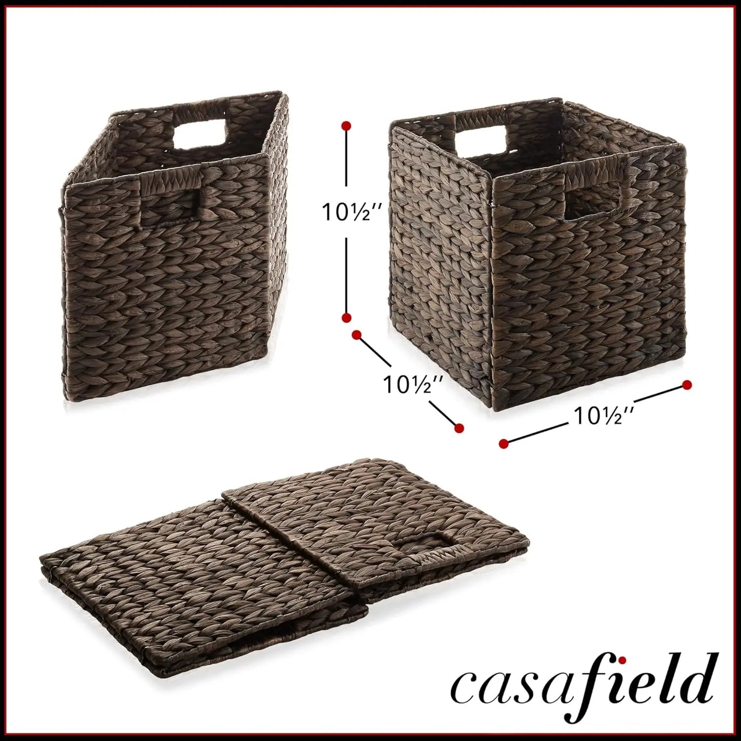 10.5" X 10.5" Water Hyacinth Storage Baskets Espresso Set