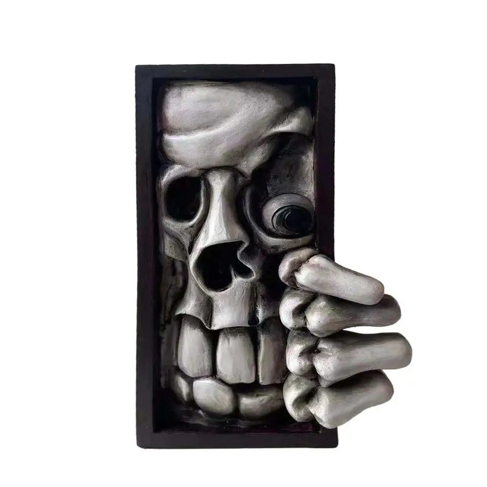 Horror Peeping On The Bookshelf Halloween Human Face Resin Bookends