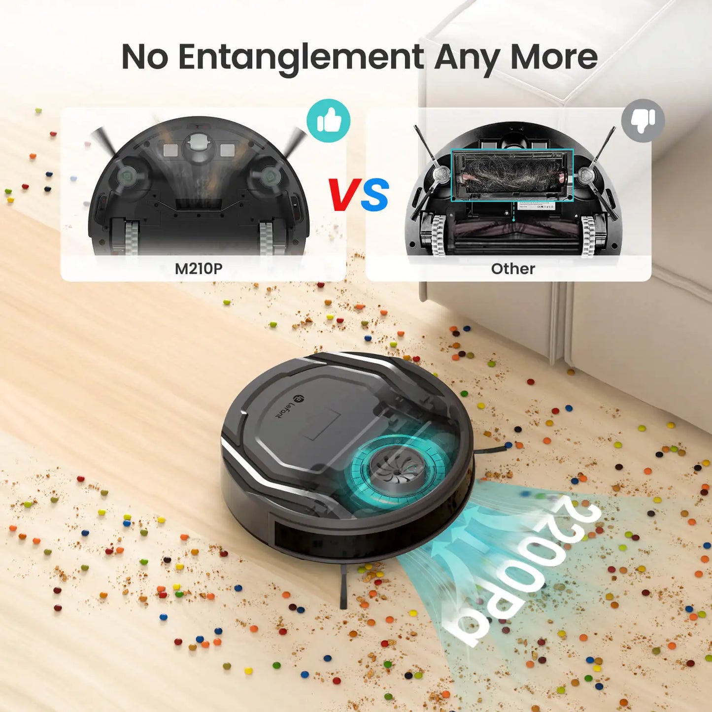 Lefant M210Pro Robot Vacuum Cleaner 2-in-1 Suck and Sweep Mini App Control with Alexa and Google Home 6 Cleaning Modes for Pet Hair and Hard Floors