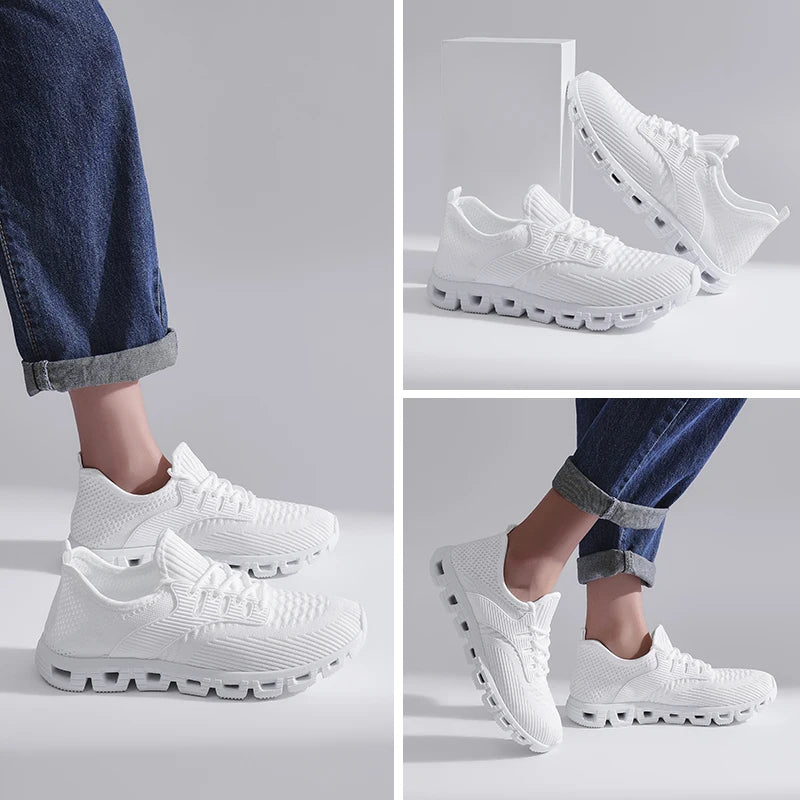 Unisex Breathable Mesh Running Shoes with Comfort Cushion and Wide Size Low Top Sneakers for Jogging and Casual Sports Durable Comfort