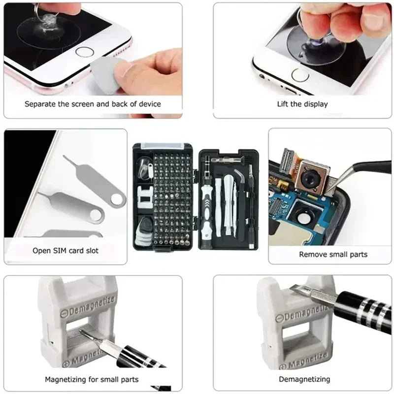 115 in 1 Car Maintenance Portable Small Toolbox Screwdriver Set, Mobile Phone and Computer Disassembly Combination Tool
