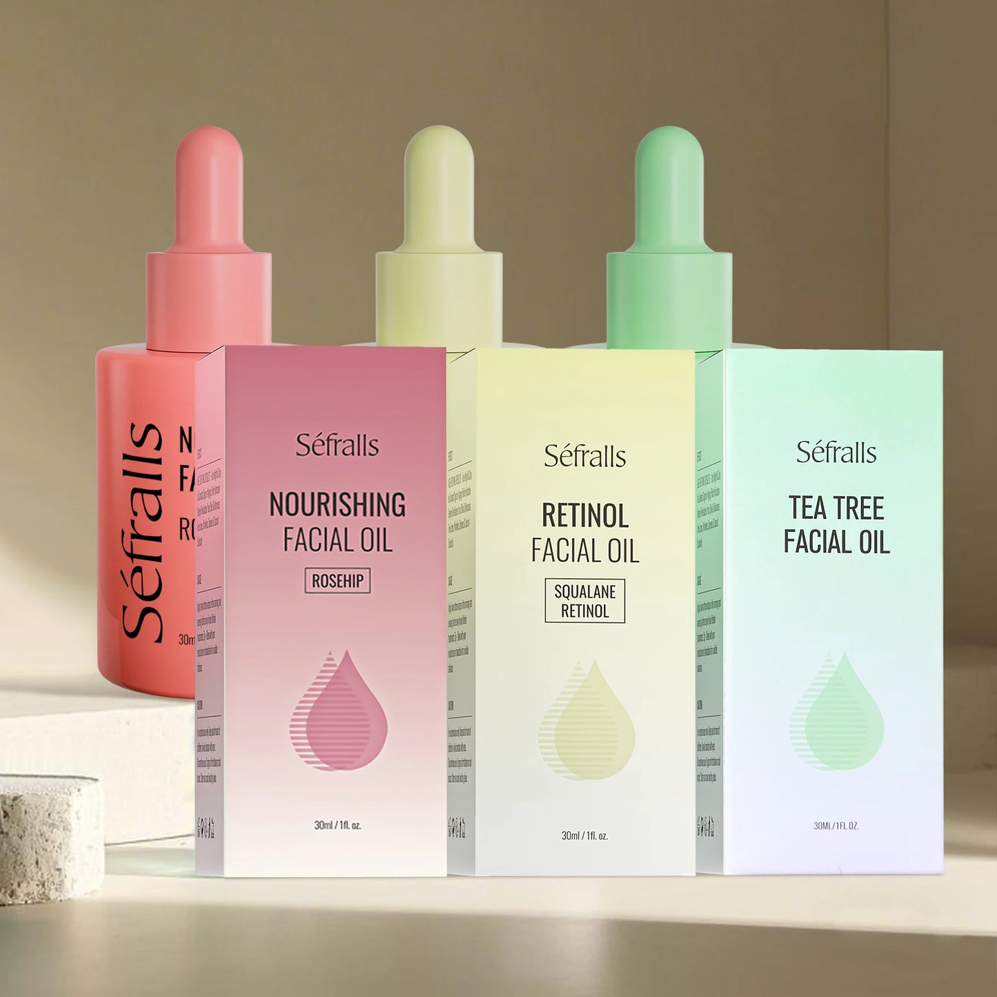 Séfralls Retinol Rosehip Tea Tree Facial Oils Set 30ml