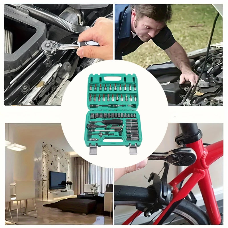 Lyuwo Professional Motorcycle Repair Tools 53 Piece Ratchet Wrench and Stainless Steel Set