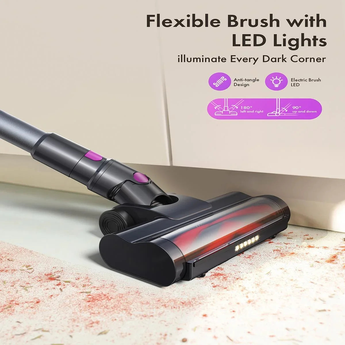 Homeika Cordless Vacuum Cleaner 23KPa 48 Minutes Powerful Suction LED Display Lightweight Stick Vacuum for Hard Floor Carpet and Pet Hair
