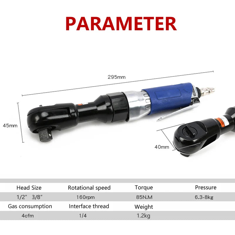 90 Degree Air Ratchet Wrench Metal Body Heavy Duty Right Angle Pneumatic Trigger Straight Pneumatic Wrench Wind Wrench Tool