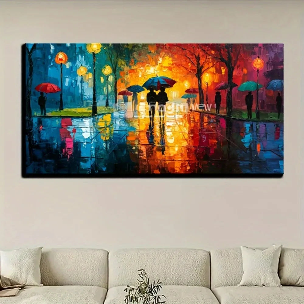 Canvas Painter House Decorative Landscape Wall Print Art Gift, 1.5 Inch Thick Pine Solid Wood Frame