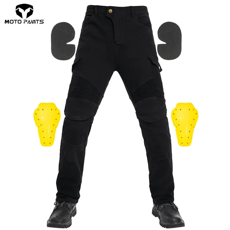 New Motorcycle Jeans Outdoor Cycling Motocross Riding Pants Denim Adventure Trousers Black Blue