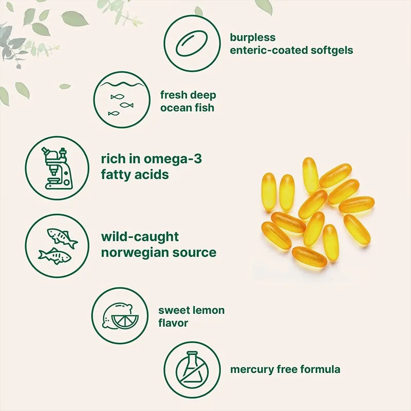 DHA Supplement Fish Oil Omega-3 1240 mg 120 Capsules