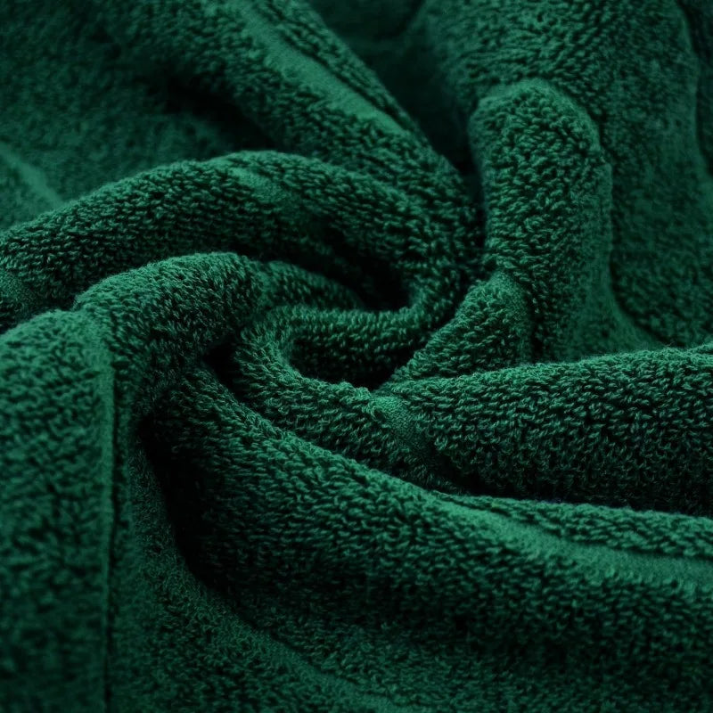100 Percent Cotton Bath Towels Set of 2 in Forest Green Wavy Striped Jacquard 27.5 Inch x 55 Inch Quick Dry Towel for Bathroom Pool Gym Swim