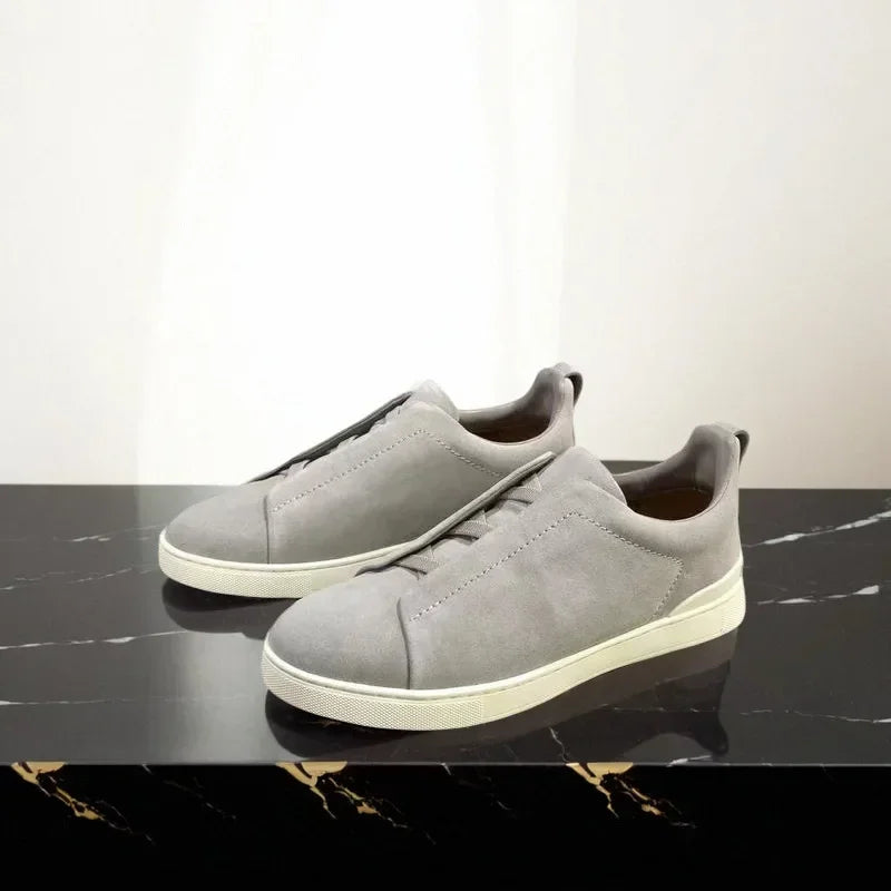 2025 Luxury Mens Casual Shoes Triple Stitch Suede Leather Sneakers