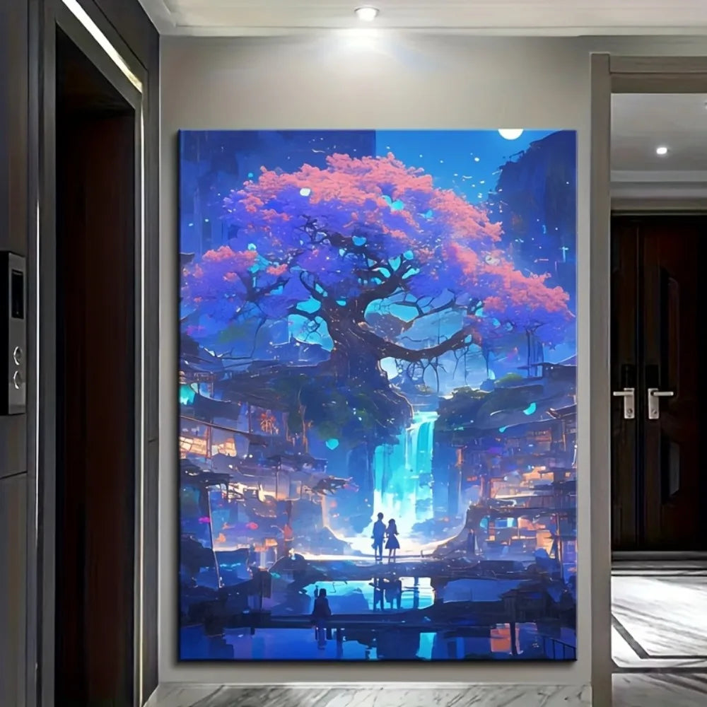 Cherry Blossom Japanese Art Room Aesthetic Poster Gift Wall Art Decoration Printed Poster 1.5 Inch Thick Pine Frame