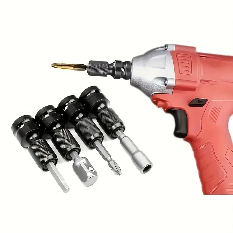 1/2 Square to 1/4 Hexagon Ratchet Sleeve Impact Wrench Sleeve Set Adapter Wrench Drive Converter Quick Release Tool