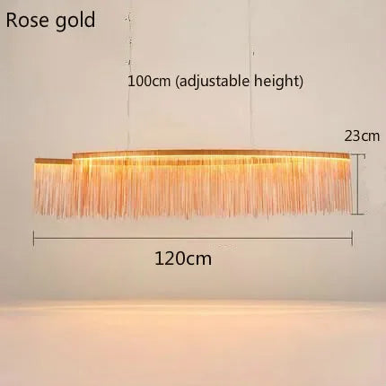 Ceiling Chandelier Gold Chains Remote Modern Tassel Aluminum Chain LED Pendant Light Kitchen Living Room Hanging Lamp