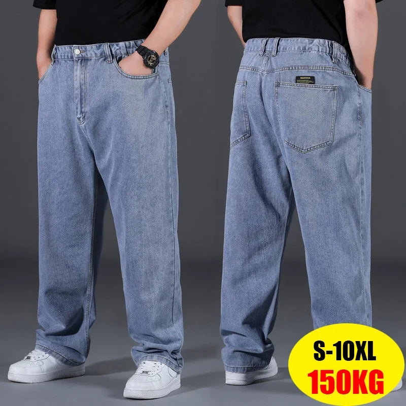 10XL Oversize Jeans for Men Fashion Streetwear Plus Size Cotton Loose Cargo Pants Casual Breathable Big Fat Trousers