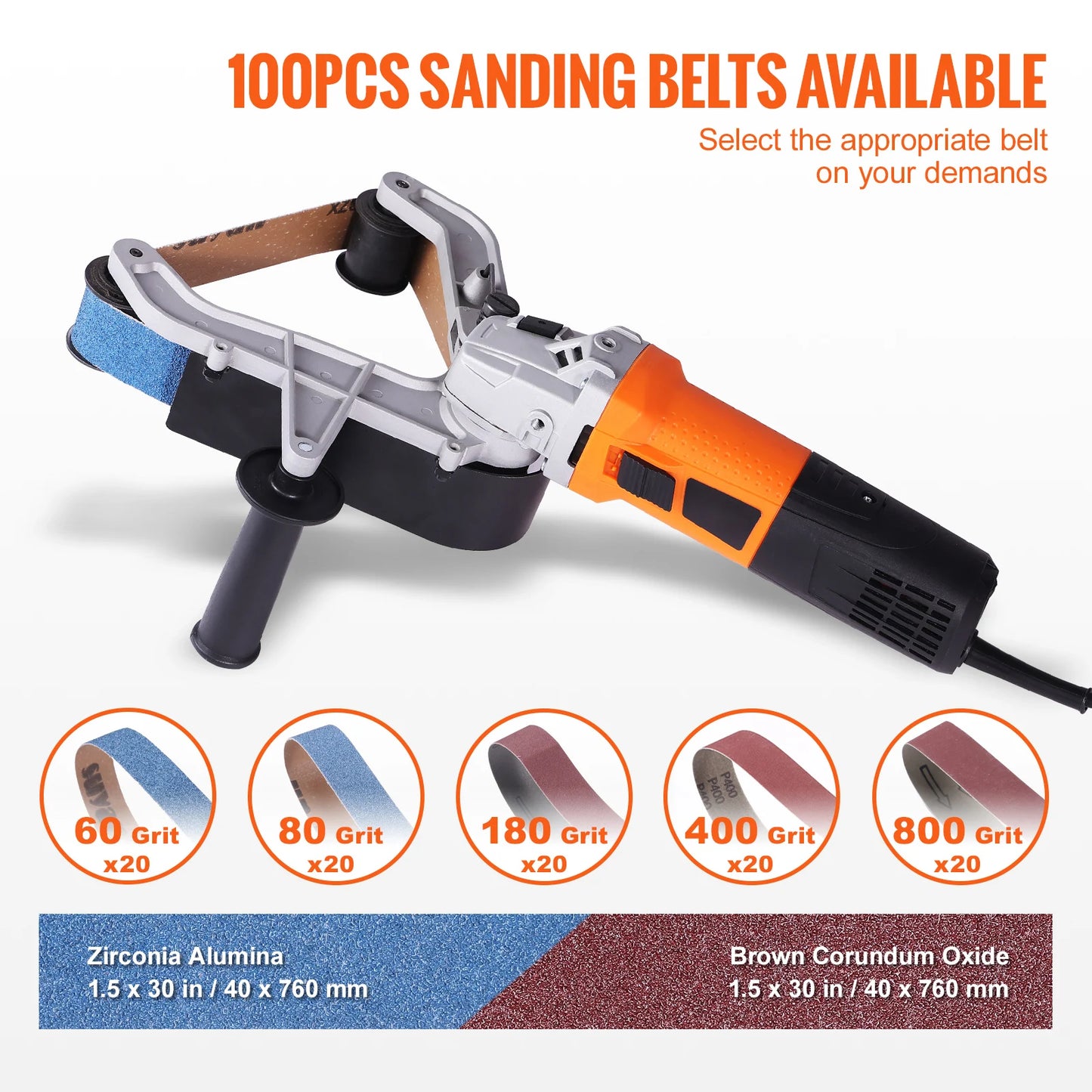 SucceBuy Pipe Tube Polisher Sander 1000W Belt Sander 100-3200RPM Rust Removal Machine with Sanding Belt Options