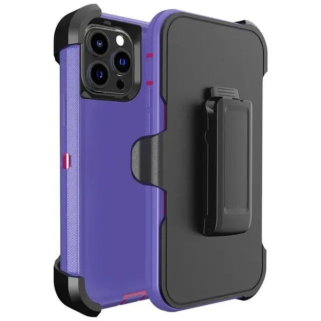 3 In 1 Heavy Shockproof PC TPU Rugged Phone Case with Belt Clip for iPhone 14 13 12 11 15 16 Pro Max Mini XR XS Max X SE 7 8 Plus