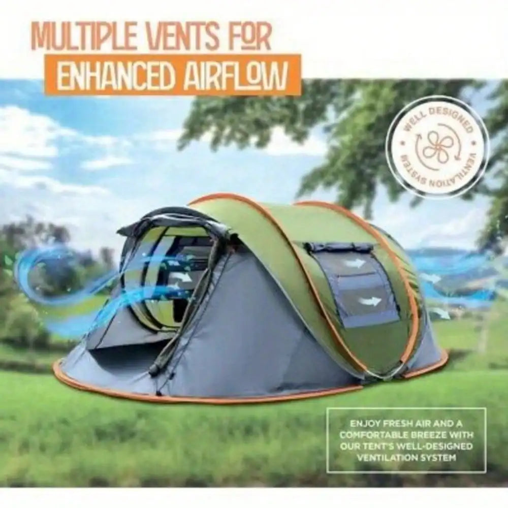 4 Person Easy Pop Up Camping Tent with 2 Doors Waterproof UPF50+
