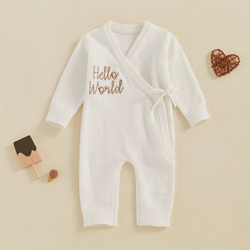 Newborn Winter Cable Knit Hooded Romper Jumpsuit for Baby