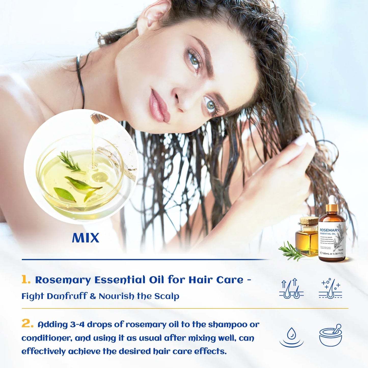 HIQILI Rosemary Jasmine Lavender Mint Essential Oils for Hair Care
