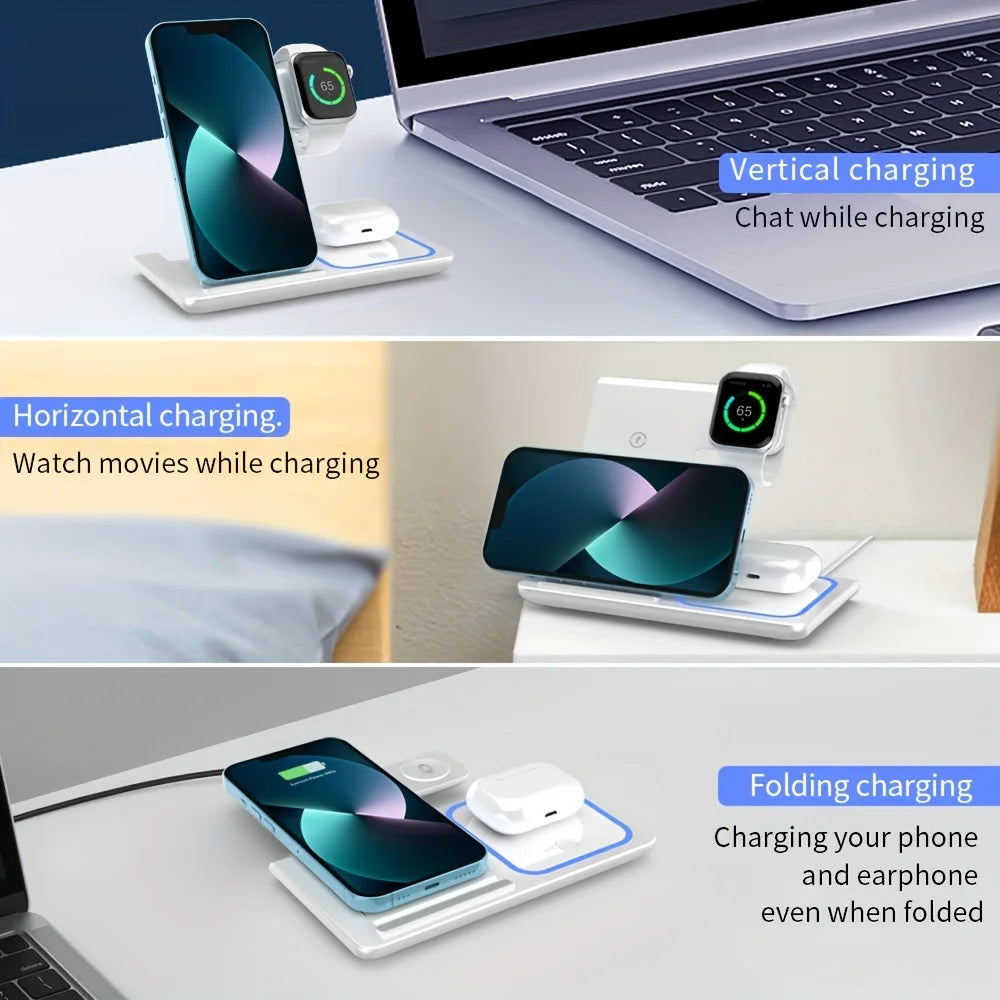 Portable Wireless 3-in-1 Charger 15W Fast Charging Stand