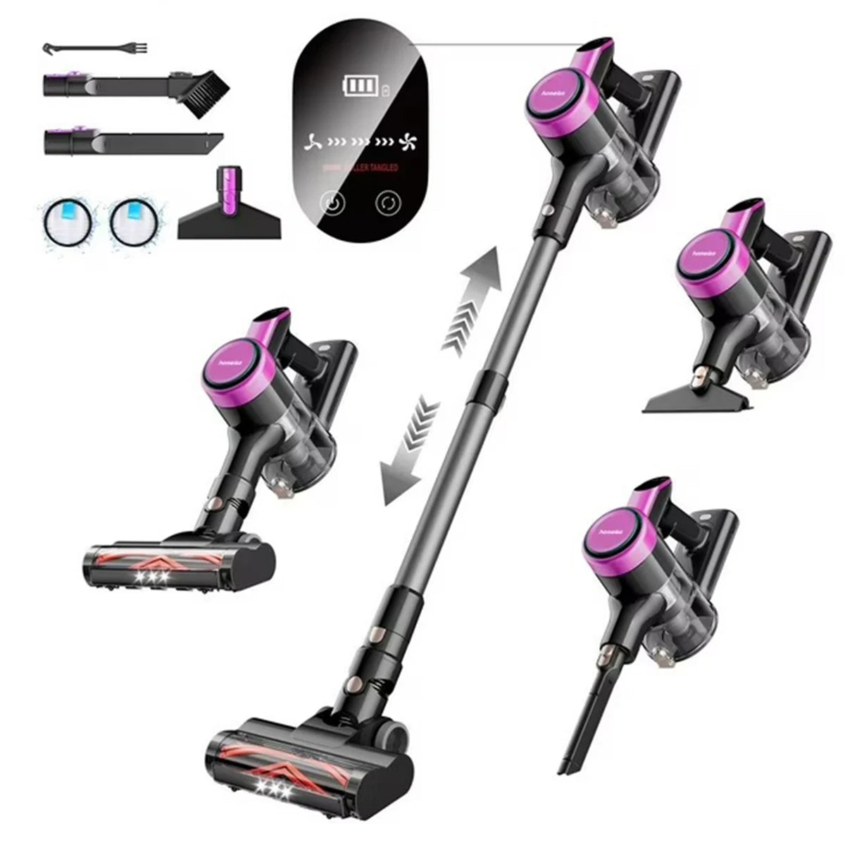 Homeika Cordless Vacuum Cleaner 23KPa 48 Minutes Powerful Suction LED Display Lightweight Stick Vacuum for Hard Floor Carpet and Pet Hair