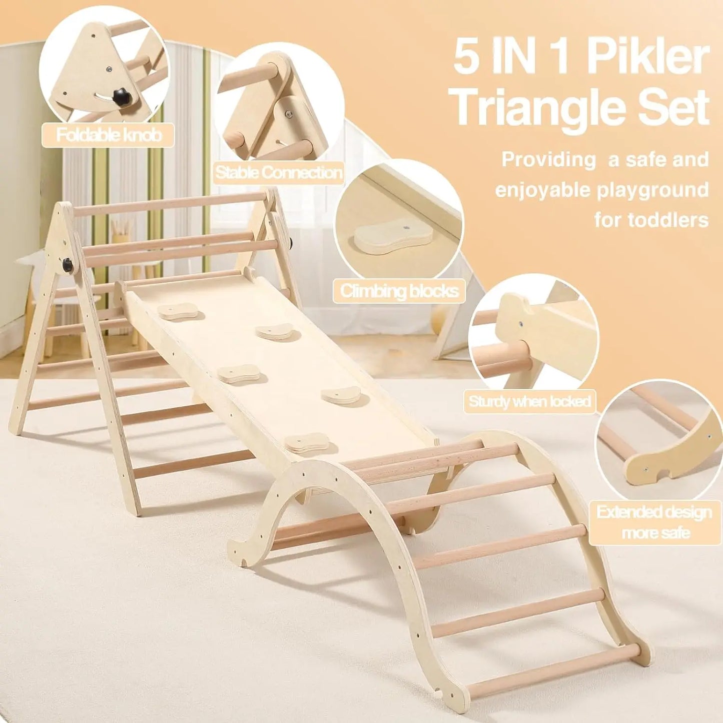 Medium Foldable Triangle Set with Sliding Ramp & Climbing Arch