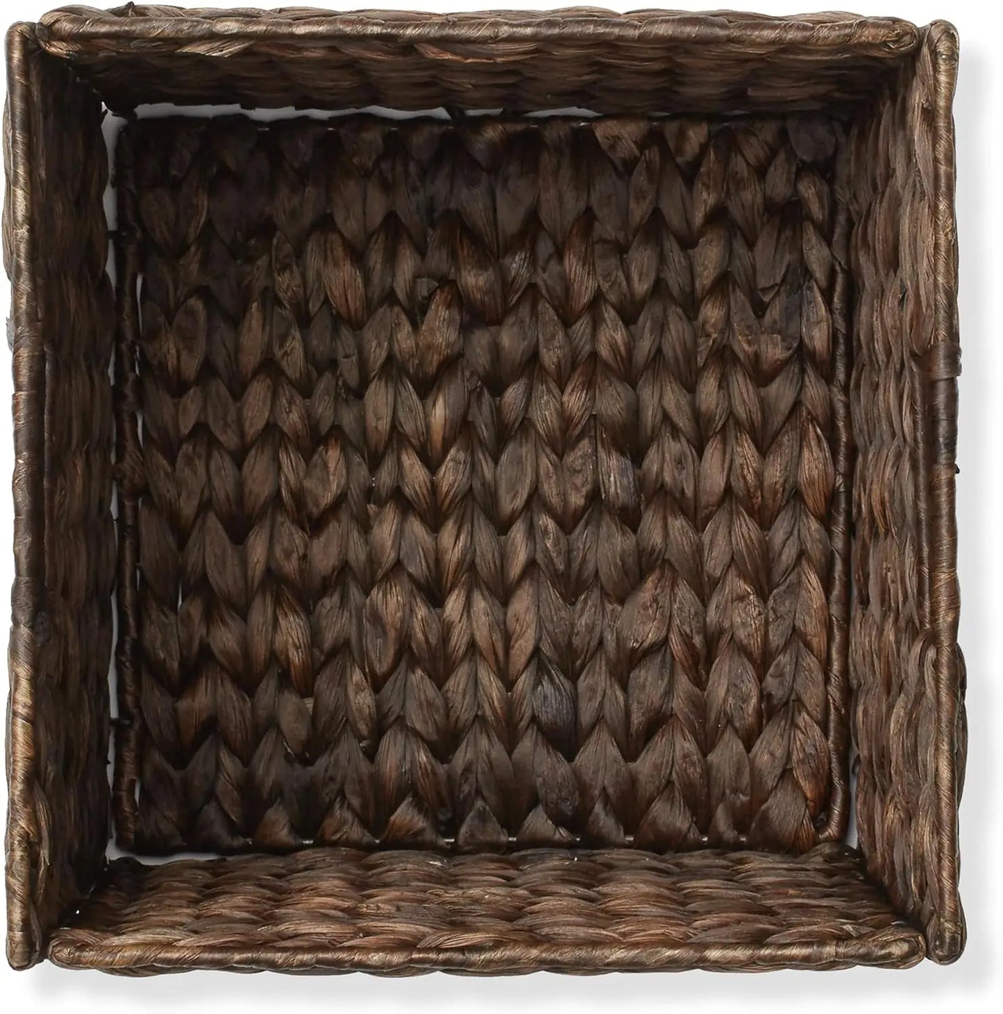 10.5" X 10.5" Water Hyacinth Storage Baskets Espresso Set
