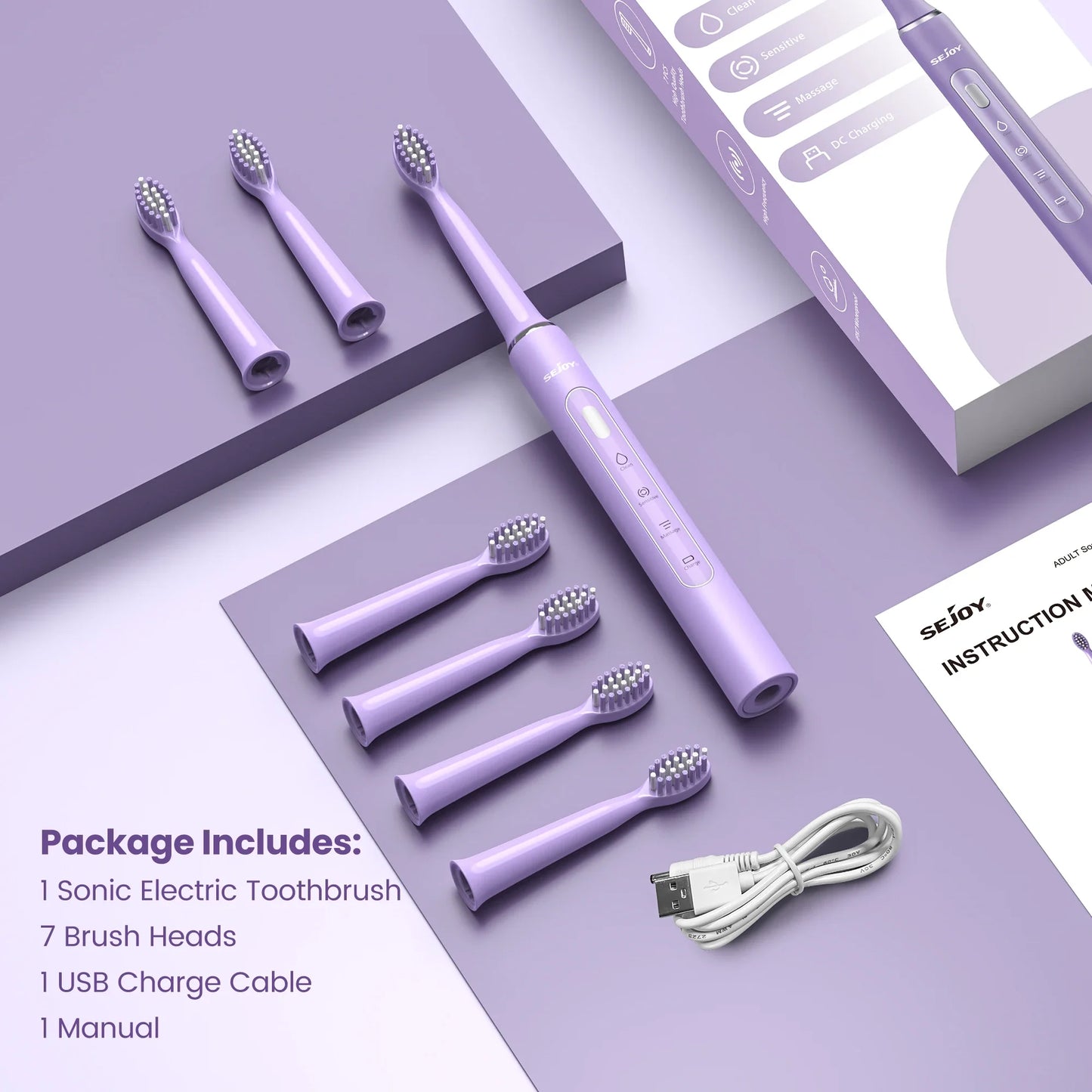 SEJOY Oral Cleaning Sonic Electric Rechargeable Automatic Toothbrush