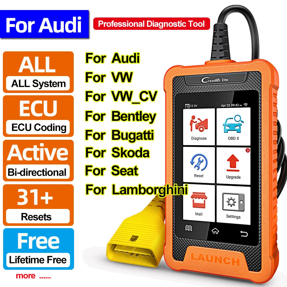Lifetime Free Update Launch X431 Elite Car Diagnostic Tool Full System Scanner ECU Coding 31 Reset Service for Audi Benz BMW GM