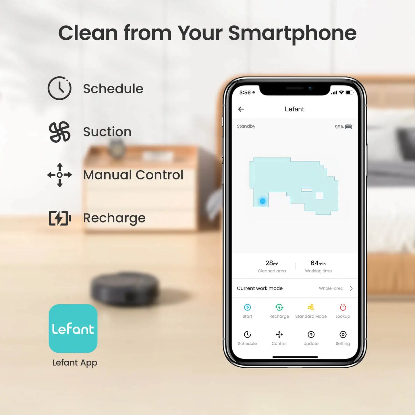 Lefant M210Pro Robot Vacuum Cleaner 2-in-1 Suck and Sweep Mini App Control with Alexa and Google Home 6 Cleaning Modes for Pet Hair and Hard Floors
