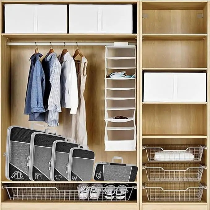 Compression Packing Cubes 5 Pack Luggage Packing Cube for Travel Ultralight Suitcase Organizer Bags Set with Double Zipper and Handle