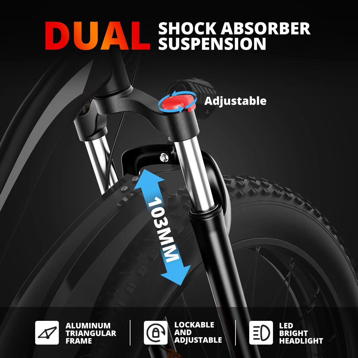 AMYET Electric Bike EB26 Adults Electric Bicycle 1500W 48V 15AH 26 Inch Fat Tire Mountain Bike 31mph Electric Dirt Bike