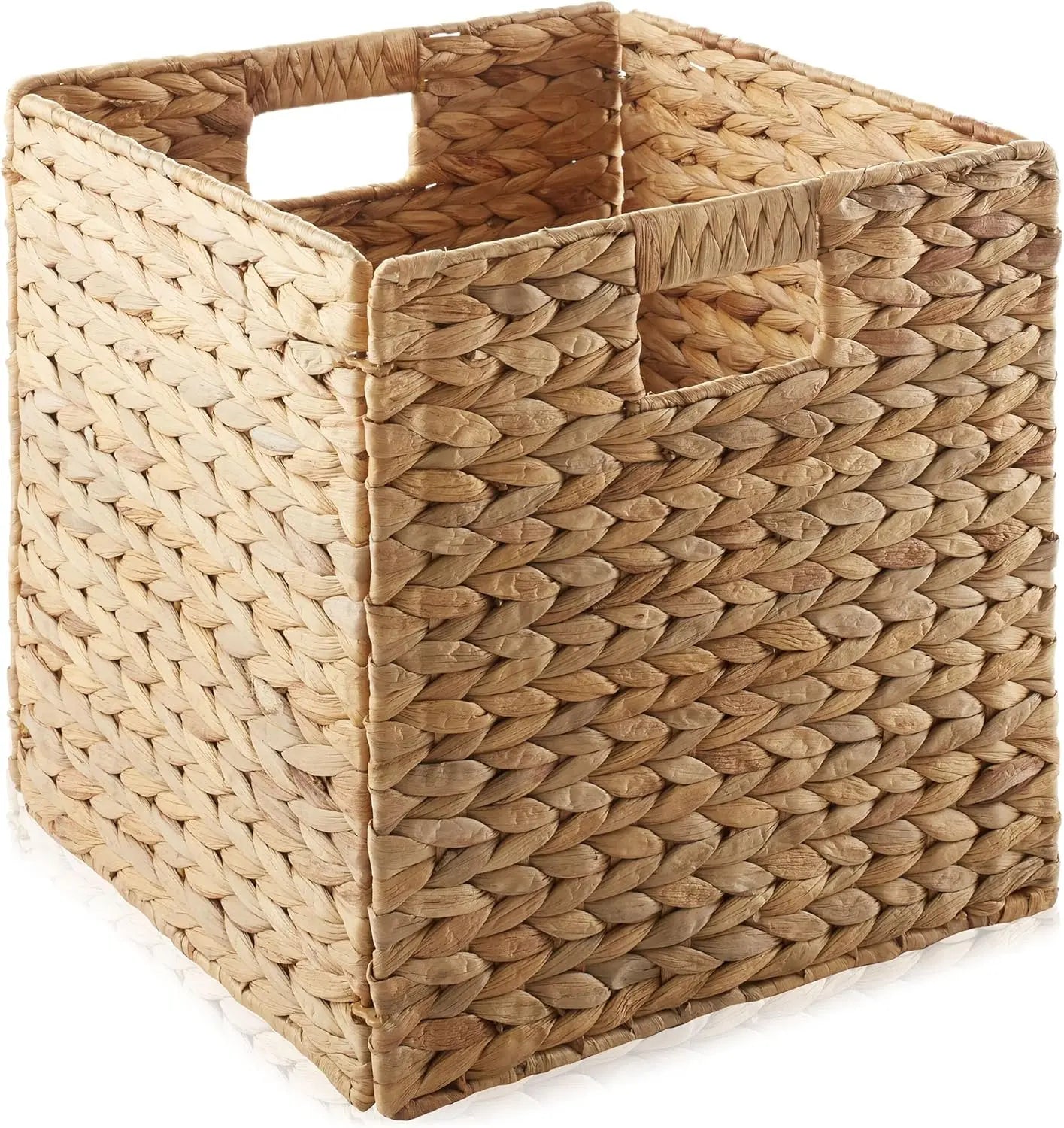 12 Inch x 12 Inch Water Hyacinth Storage Baskets Natural Set of 6 Collapsible Cube Organizers Woven Bins for Bathroom Bedroom Laundry