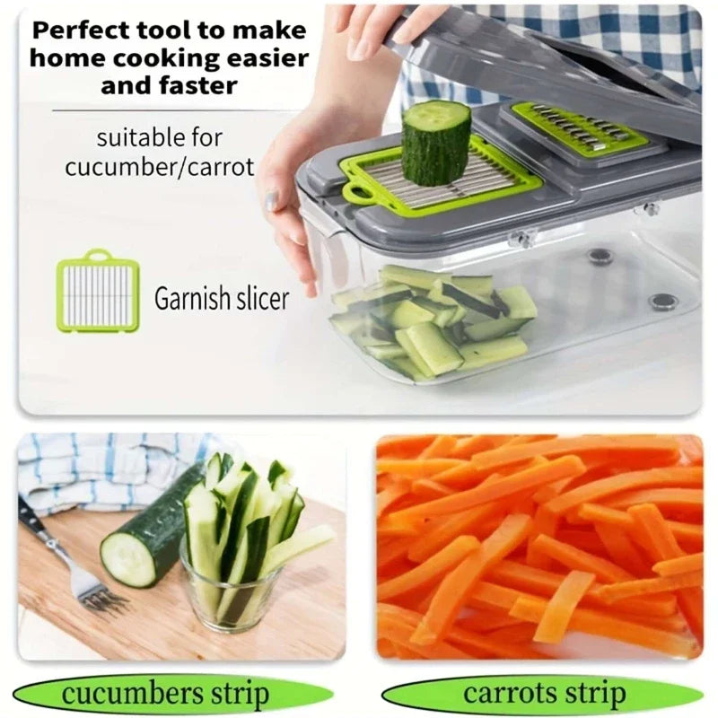 22 Piece Sets Multifunctional Manual Chopper Kitchen Cutter
