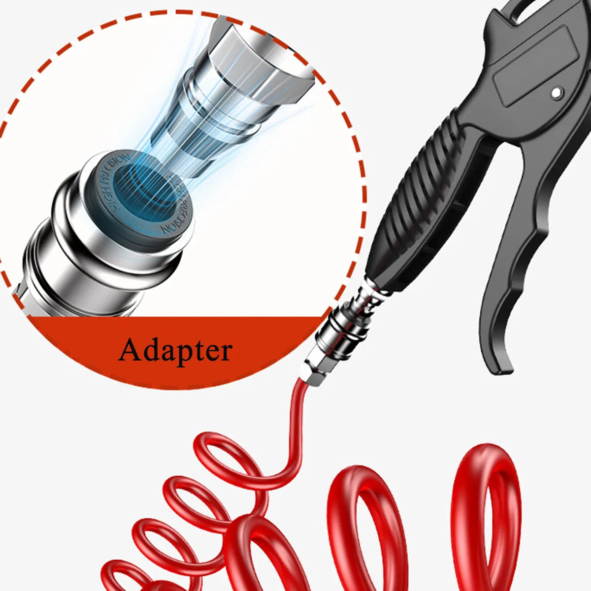 Air Blow Gun High Flow Air Blower Gun for Compressor with Angled Bent Nozzle Long Style Available in Three Colors