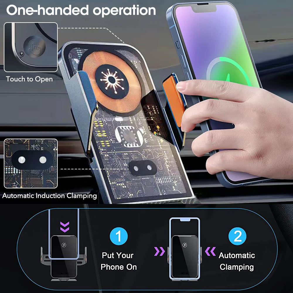 15W Car Wireless Charger Infrared Automatic Clamping Fast  Mount Stand