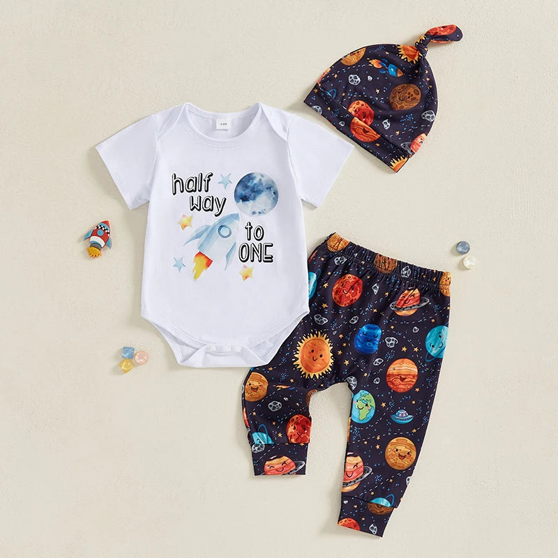 Baby Girl Half Birthday Outfits Floral Print Bodysuit Set