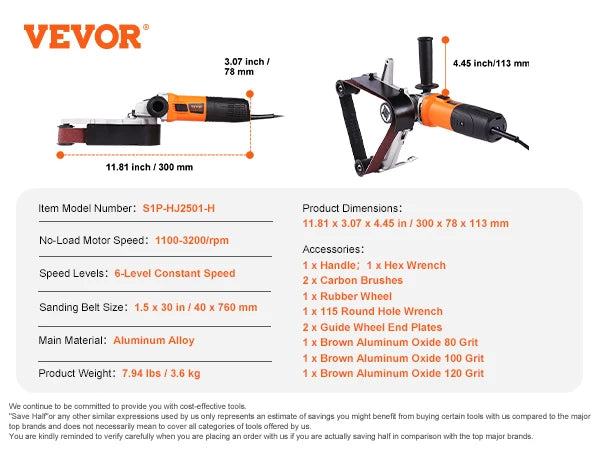 SucceBuy Pipe Tube Polisher Sander 1000W Belt Sander 100-3200RPM Rust Removal Machine with Sanding Belt Options