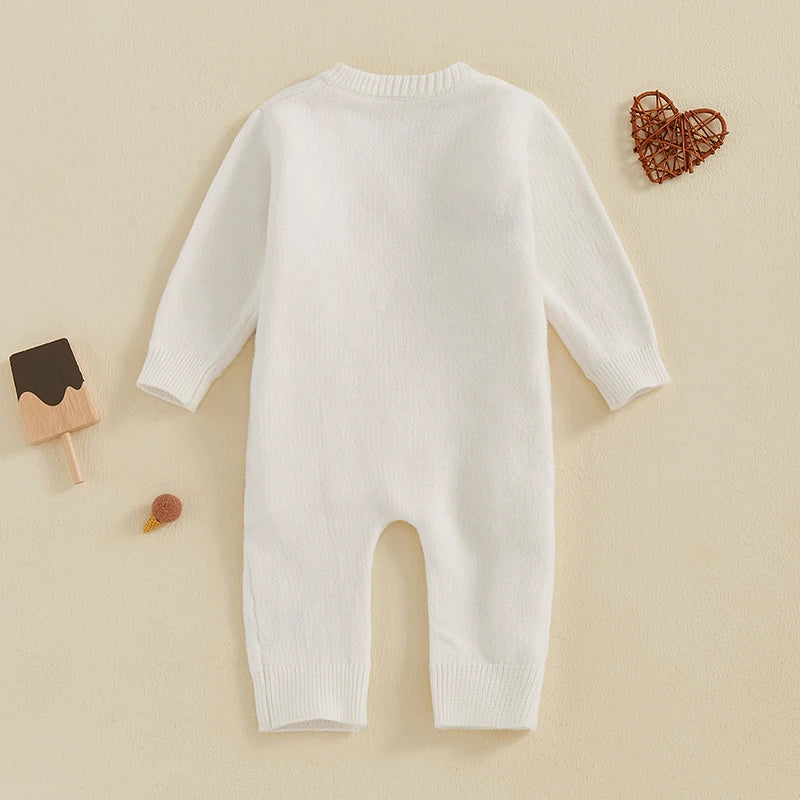Newborn Winter Cable Knit Hooded Romper Jumpsuit for Baby
