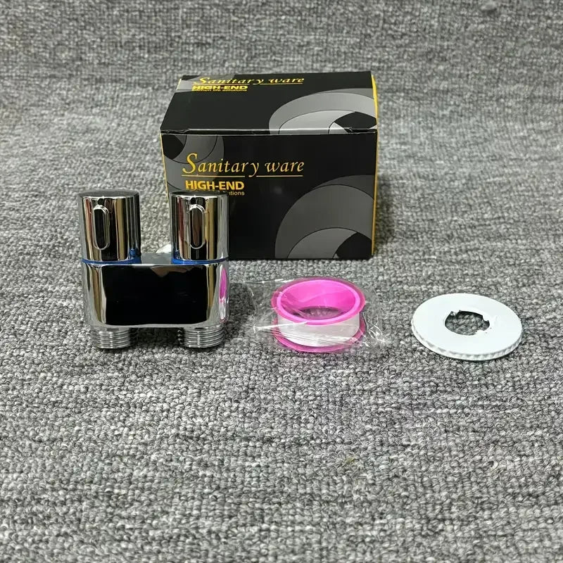 Stainless Steel Double Outlet Angle Valve Large Flow Shower Control Valve for Bathrooms and Washing Machines